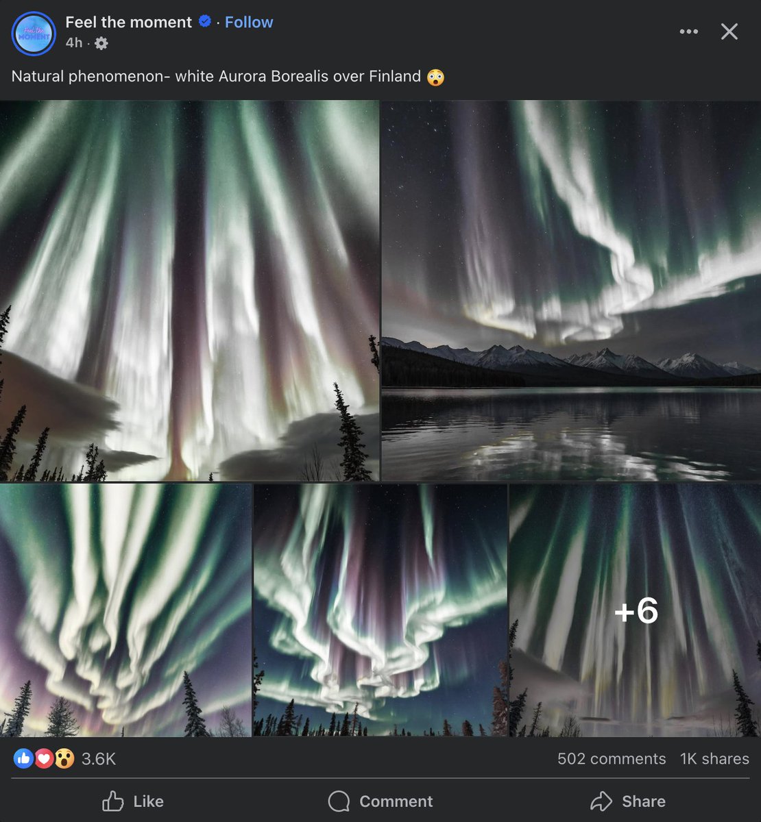 FYI, these "white auroras" are not real and are instead created with AI. Most of these accounts "farm" engagement to drive traffic to their sites to sell aurora merch. 

While the aurora can appear white when greens and pinks mix during substorms (particularly at the bottom of