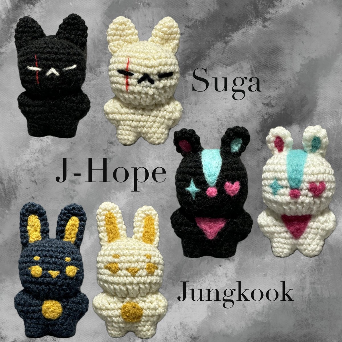 ArtsCrocheting's tweet photo. BTS solo crochet 

https://t.co/1gkMIhxEYH 

#BTS #BTSARMY #suga #agustd #JHOPE #JungKook https://t.co/vIzVlPTpMX