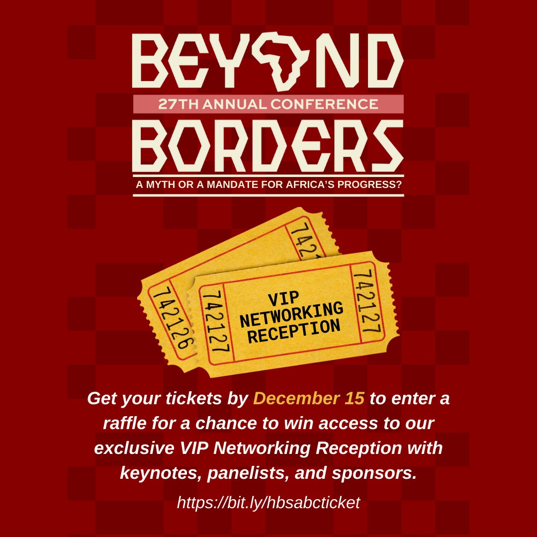 Secure your spot for the 27th Annual HBS Africa Business Conference by December 15 and enter our exclusive raffle for the VIP Networking Reception! 

Don’t miss this chance to connect with keynotes, panelists, and top sponsors shaping Africa’s future. 
Get your tickets now!