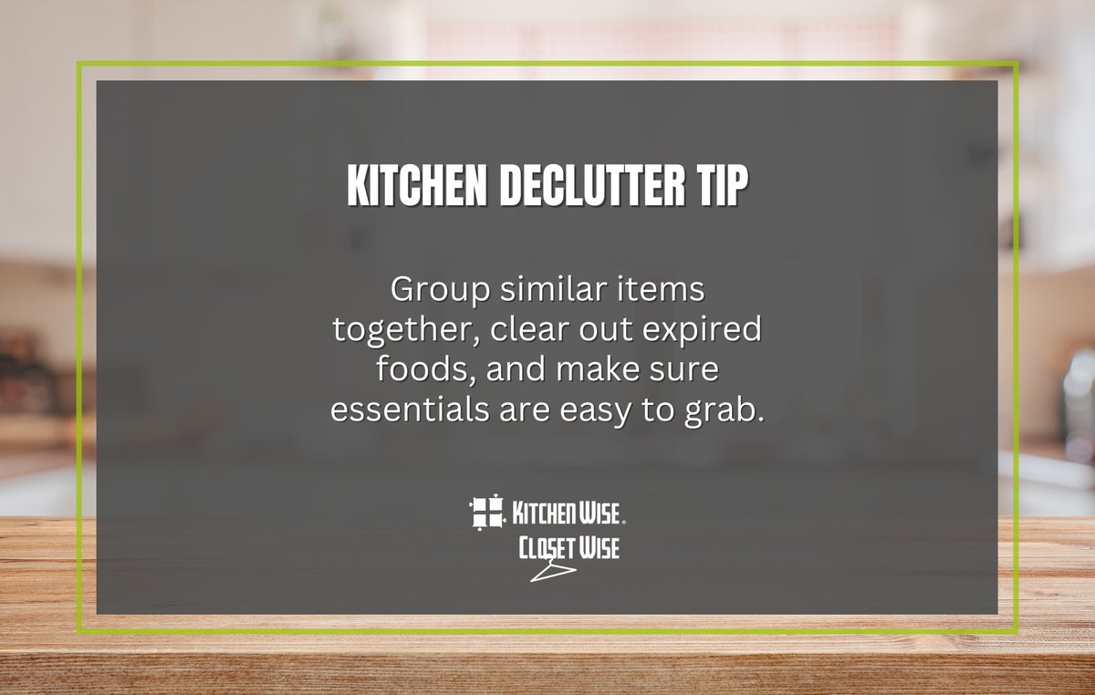 KWGreaterOcala's tweet image. An organized kitchen is a happier kitchen! 🍳 

Group similar items together, clear out expired foods, and make sure essentials are easy to grab. A well-organized kitchen from Kitchen Wise | Closet Wise transforms how you cook and enjoy your space daily. 

#KitchenDeclutter #O...