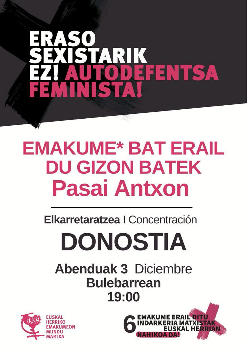 Aski da! Un hombre ha matado a su expareja en Pasaia. Eraso sexistarik ez!