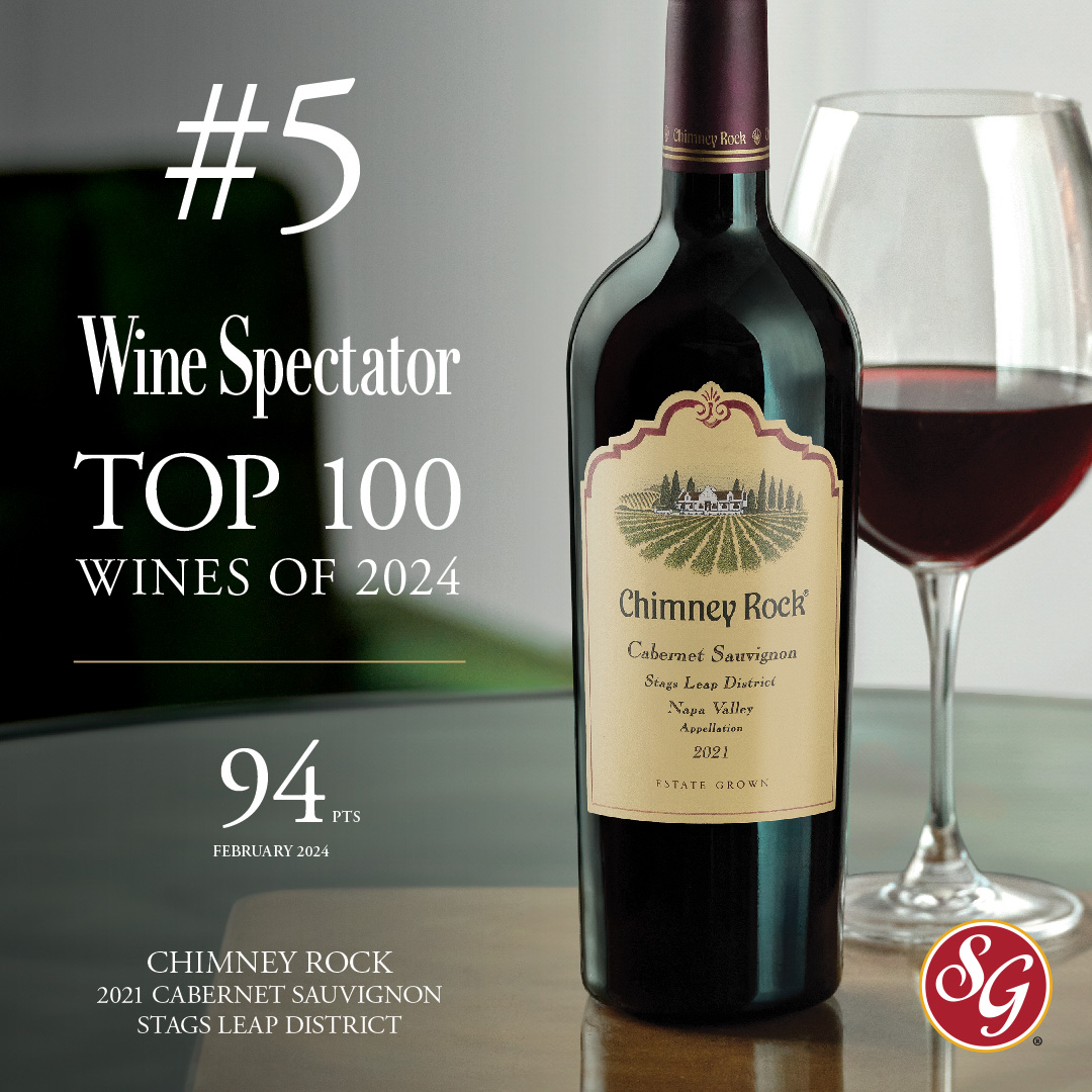 SGWineSpirits's tweet image. Cheers are in order. 🥂 Chimney Rock Winery's 2021 Stags Leap District Estate Cabernet has been named @WineSpectator's #5 Wine of the Year in their Top 100 Wines of 2024. Click here to shop #ChimneyRock now: bit.ly/3VfM8UM. #SGWS #SipResponsibly #WSTop10 #WSTop100