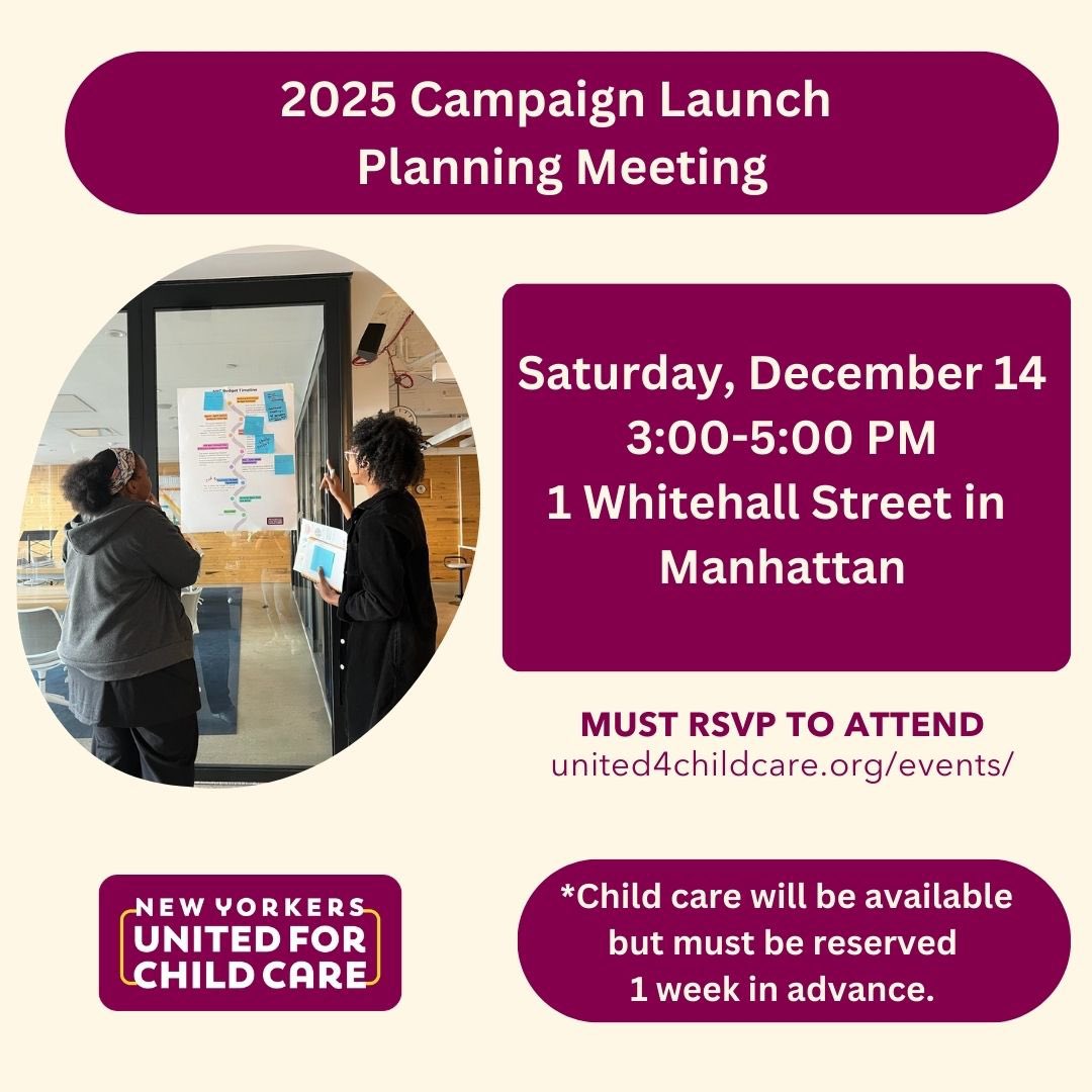 Join us on Saturday 12/14 3-5pm for a powerful strategy meeting as we gear up for our 2025 campaign! ⁣
⁣
*Child care will be provided. You just need to RSVP by 12/7 to reserve. ⁣
⁣
Will we see you there? ⁣
⁣
RSVP:  united4childcare.org/events/decembe…