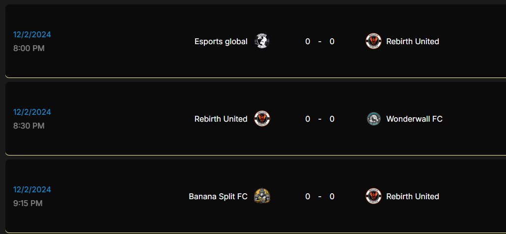 Rebirth United (@rebirthutd) on Twitter photo Tonight's Fixtures:
We also have a play off game in Baffins Midweek championship against <a href="/QPReSports/">QPR eSports</a> academy. Tonight's Fixtures:
We also have a play off game in Baffins Midweek championship against <a href="/QPReSports/">QPR eSports</a> academy.