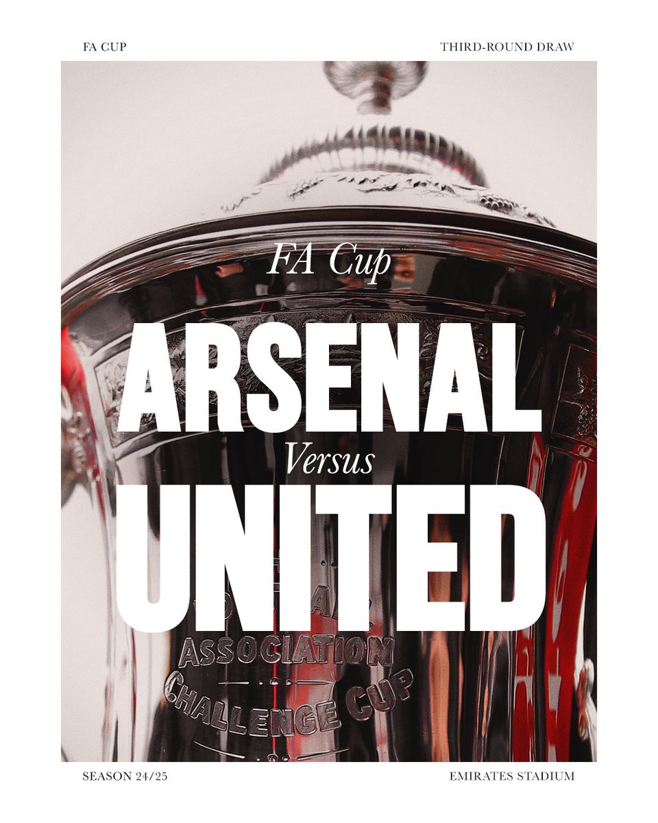 We begin our #FACup defence at Arsenal 🏆

#MUFC