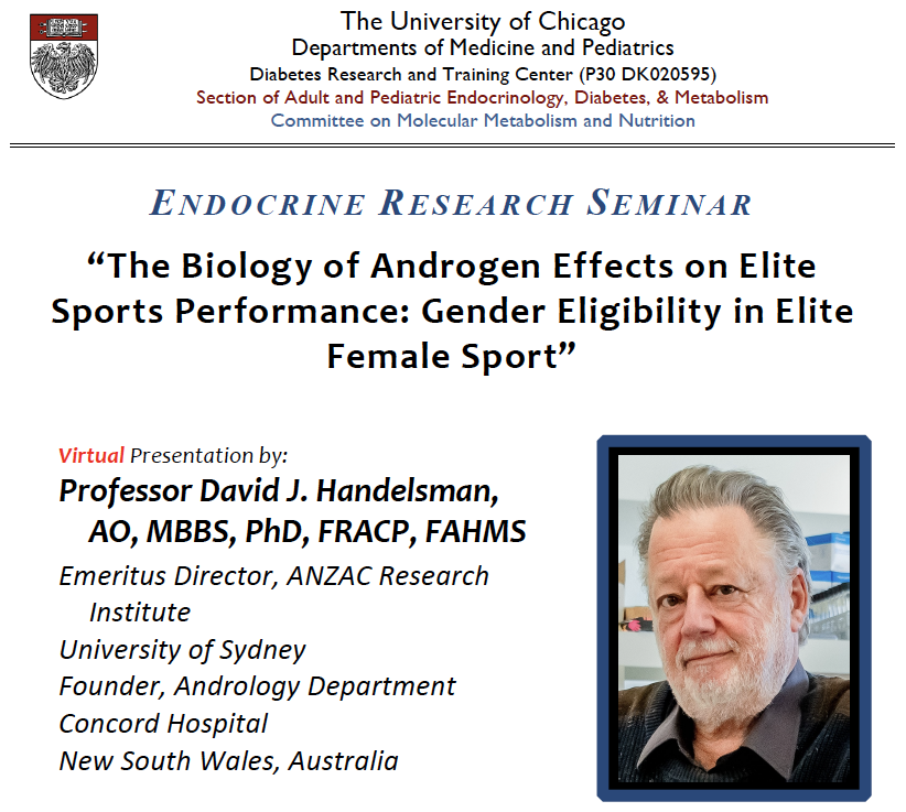 At today’s Endocrine Research Seminar, we are joined by Professor David Handelsman from ANZAC Research Institute. All are welcome!

Mon, Dec 2
5 pm CT
DM for Zoom link