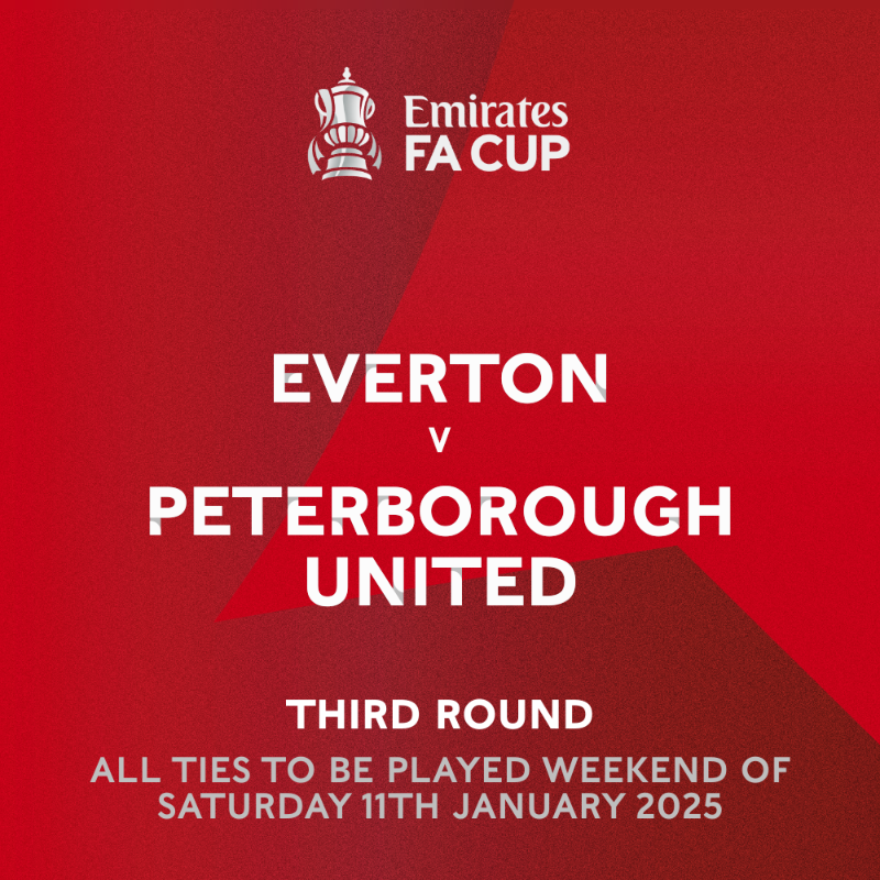 🏆 Following the conclusion of the draw for the Emirates FA Cup Third Round Posh will face Everton at Goodison Park.

📅 Ties will be played across the weekend of Saturday 11th January.

Further details &amp; ticketing arrangements will follow in due course.

#pufc