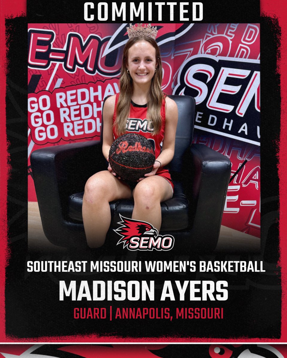 🚨 WELCOME TO THE REDHAWKS 🚨

A guard from Annapolis, Missouri, Madison Ayers will join the Redhawks in 2025 after the 2024-25 season at Mineral Area College 😎 🏀

Good luck the rest of the season and we can't wait for you to get to Cape!

#FeelinRowdy x #SwordsUp