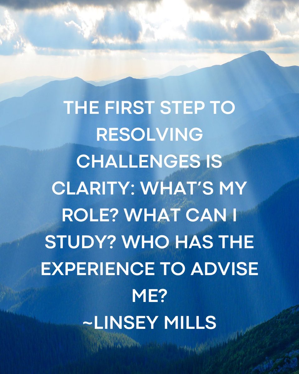 Linseymills's tweet image. The first step to resolving challenges is clarity: What’s my role?  What can I study? Who has the experience to advise me? ~Linsey Mills
#resolvedisputes #solveproblems #problemsolvingskills #problemsolvers #overcomingobstacles
Follow #currencyofconversations #callinzgroup