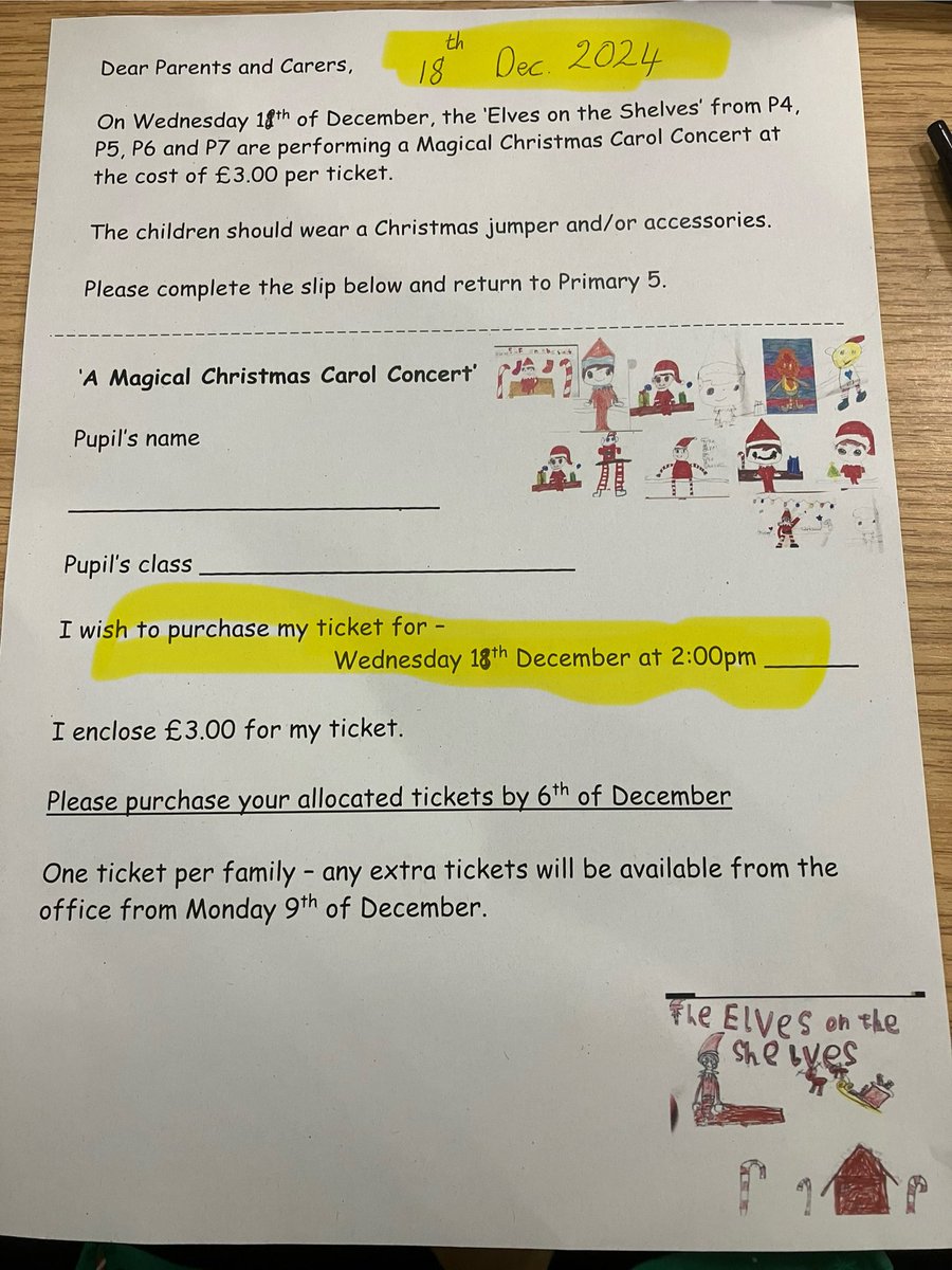 It’s Christmas Concert Time! 
Concert season is here, and it’s the most wonderful time of the year! 🎶
Pupils went home today with concert letters from ‘Elves on the shelves’ group. 
Date to remember is Wed 18th December at 2pm. Please return form and money asap. <a href="/MrsE_Bartley/">Mrs Bartley & Primary 7</a>