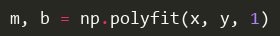 LinearRegAI's tweet photo. Now, calculate the line of best fit using numpy's polyfit. Keep it simple and linear with degree 1.  

<<4/N>> https://t.co/bVreKTWwaJ