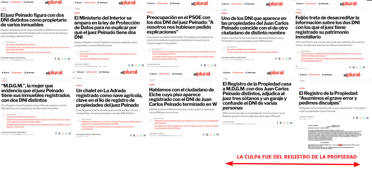 pabloharour's tweet photo. Dice Angélica Rubio que El Plural jamás publicó que el juez Peinado tenía dos DNI

La realidad es que dedicaron al menos DIEZ NOTICIAS al respecto