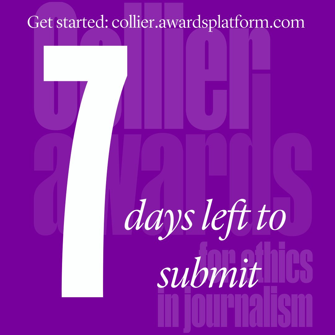 ⏰ There's still time to submit to the inaugural #CollierAwards for Ethics in Journalism.

We're accepting submissions in 3⃣ categories:
-local journalism
-student journalism
-journalism with national &amp; international impact

Get started here: collier.awardsplatform.com