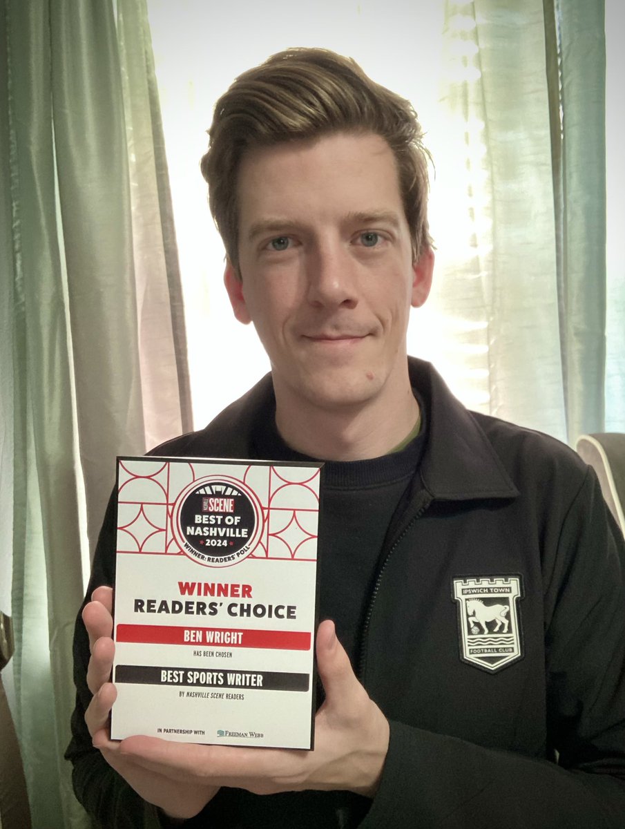 benwright's tweet image. Just got this in the mail. Thanks again to everyone who voted for me! Still not sure how it happened, but so grateful to everyone who’s read my coverage over the last seven years.
It’s been a joy covering Major League Soccer and Nashville SC, and I can’t wait to keep it going!