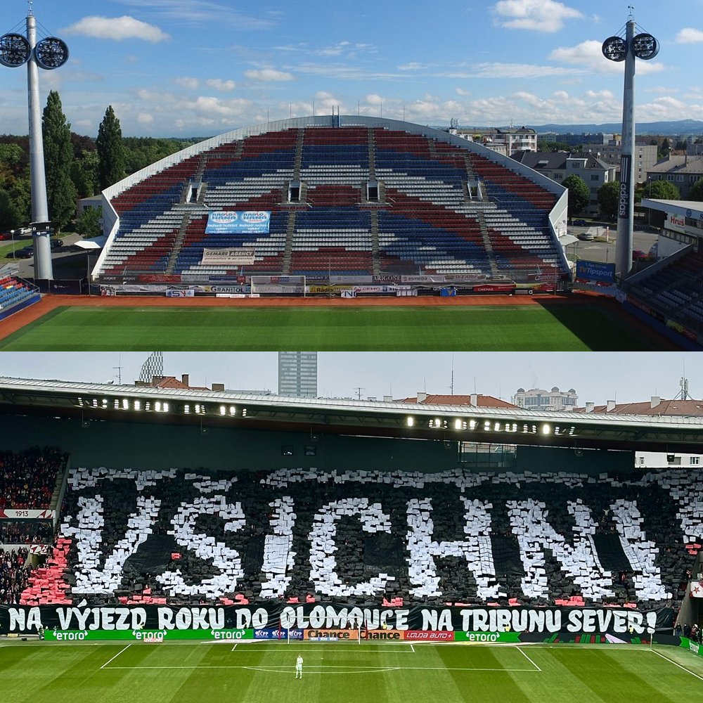 SportakCZ's tweet image. Na zápas v Olomouci se podařilo fanouškům Slavie s předstihem vyprodat severní tribunu, která pojme téměř 4 tisíce diváků. 👌