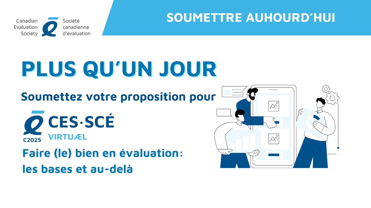 Il ne reste plus beaucoup de temps pour soumettre votre proposition pour C2025 : Faire (le) bien en évaluation : Les bases et au-delà! 

Soumettez votre proposition dès maintenant : buff.ly/4fi5Zuv