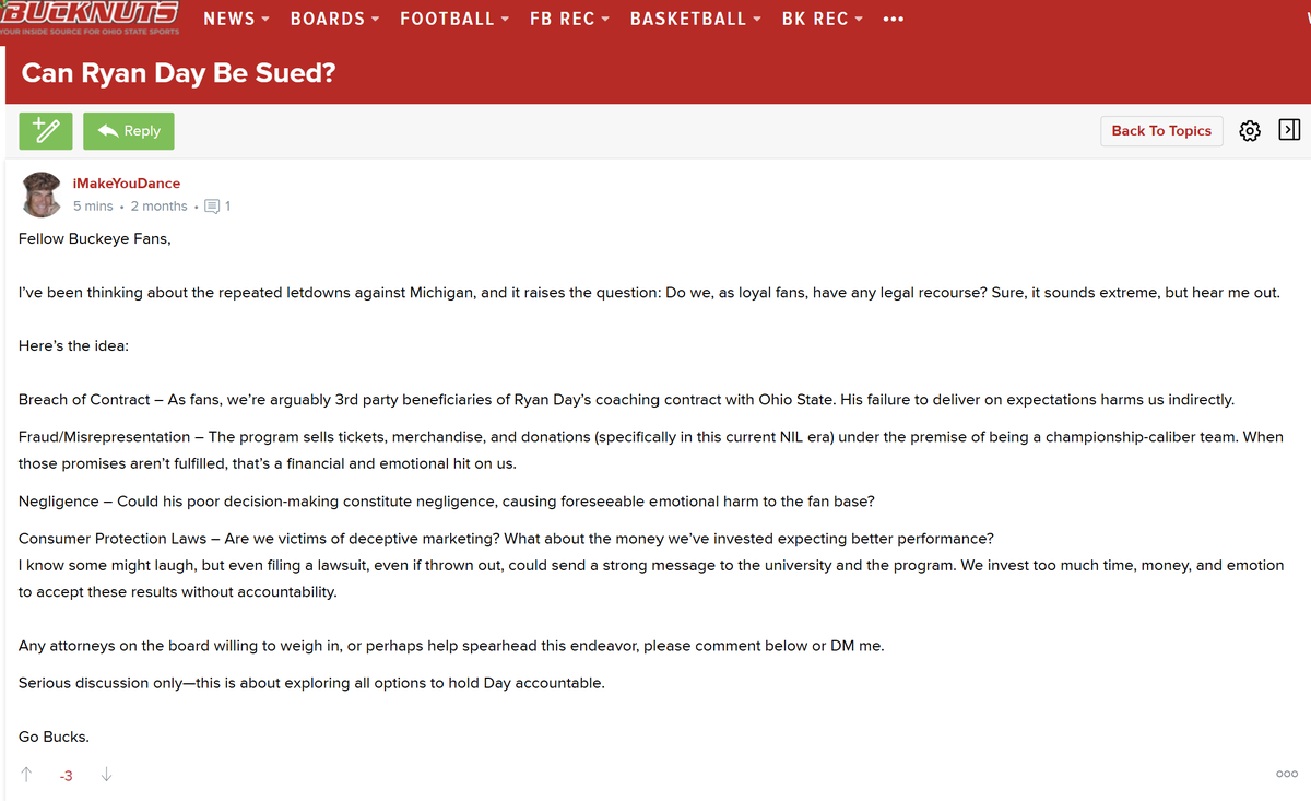BoardGeniuses's tweet photo. #OhioState fans are exploring their legal options against Ryan Day.  #SueEverybody https://t.co/4yPdPkhxfb
