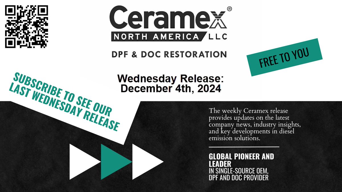 CeramexNA's tweet image. Sign up for our Wednesday Release to get Ceramex insiders and industry news delivered FREE to you.

👉 Click the link: us9.list-manage.com/survey?u=80c5c…*

or scan the QR code to subscribe now!

#Ceramex #Sustainability #DieselSolutions