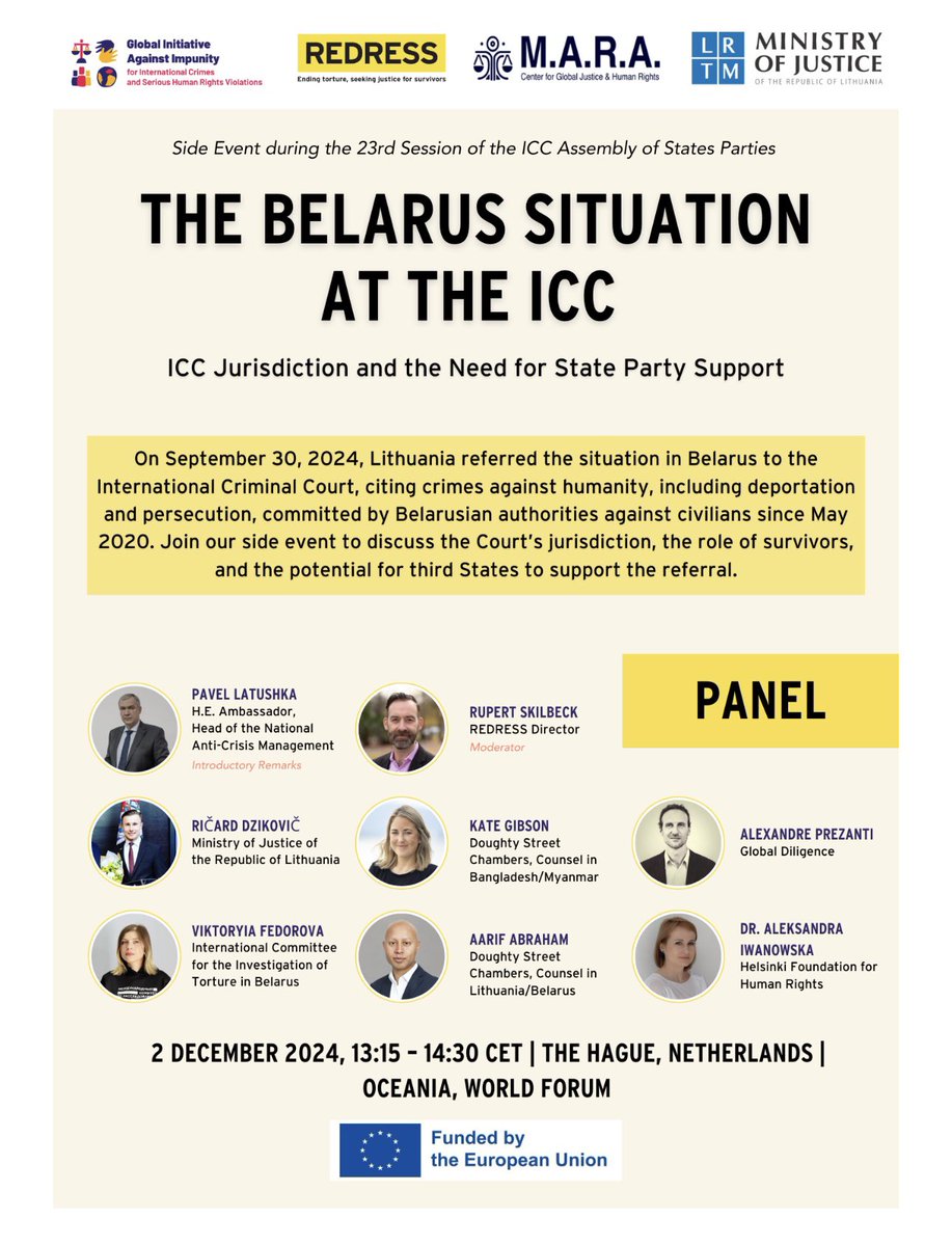 Today in The Hague we discussed Lithuanian referral to <a href="/icc_cpi/">Int'l Criminal Court</a> , next steps and role of <a href="/IAPBelarus/">International Accountability Platform for Belarus</a>. I believe we have enough evidence to prove that crimes against humanity have been committed in Belarus. Lukashenka and his accomplices must be held accountable.