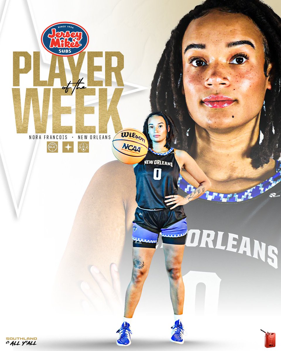 DOMINATING THE COURT🔥

Nora Francois shot 50% from the field with nine rebounds and 18 PPG this week in New Orleans games at Louisiana and Baylor. 

She's this week's <a href="/jerseymikes/">Jersey Mike's Subs</a> Southland Conference Women's Basketball Player of the Week.

#GTL x <a href="/PrivateersWBB/">New Orleans Women's Basketball</a>