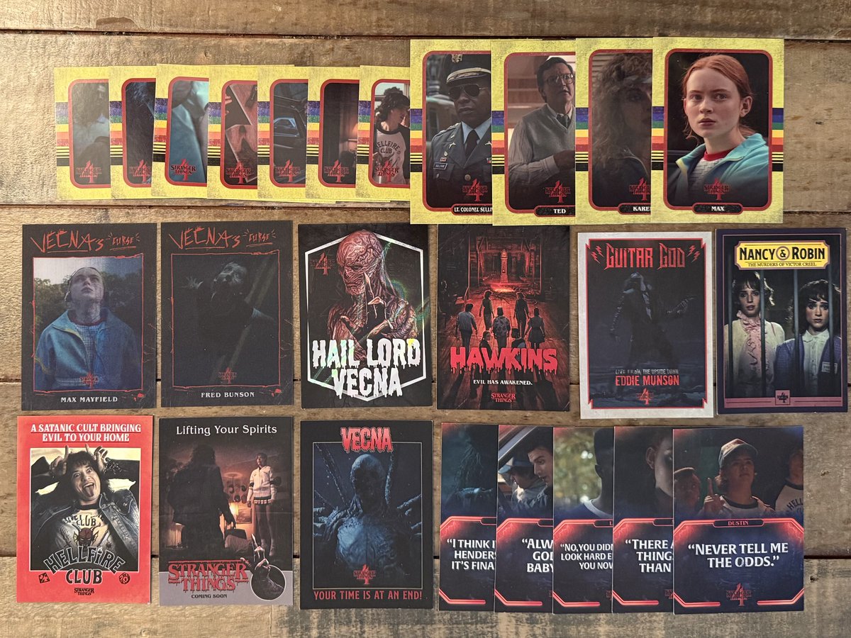 Repost + be following by Monday, December 9 for a chance to win these #StrangerThings4 trading cards with signed box! I'll select one winner at random and announce next #ModineMonday. Good luck!