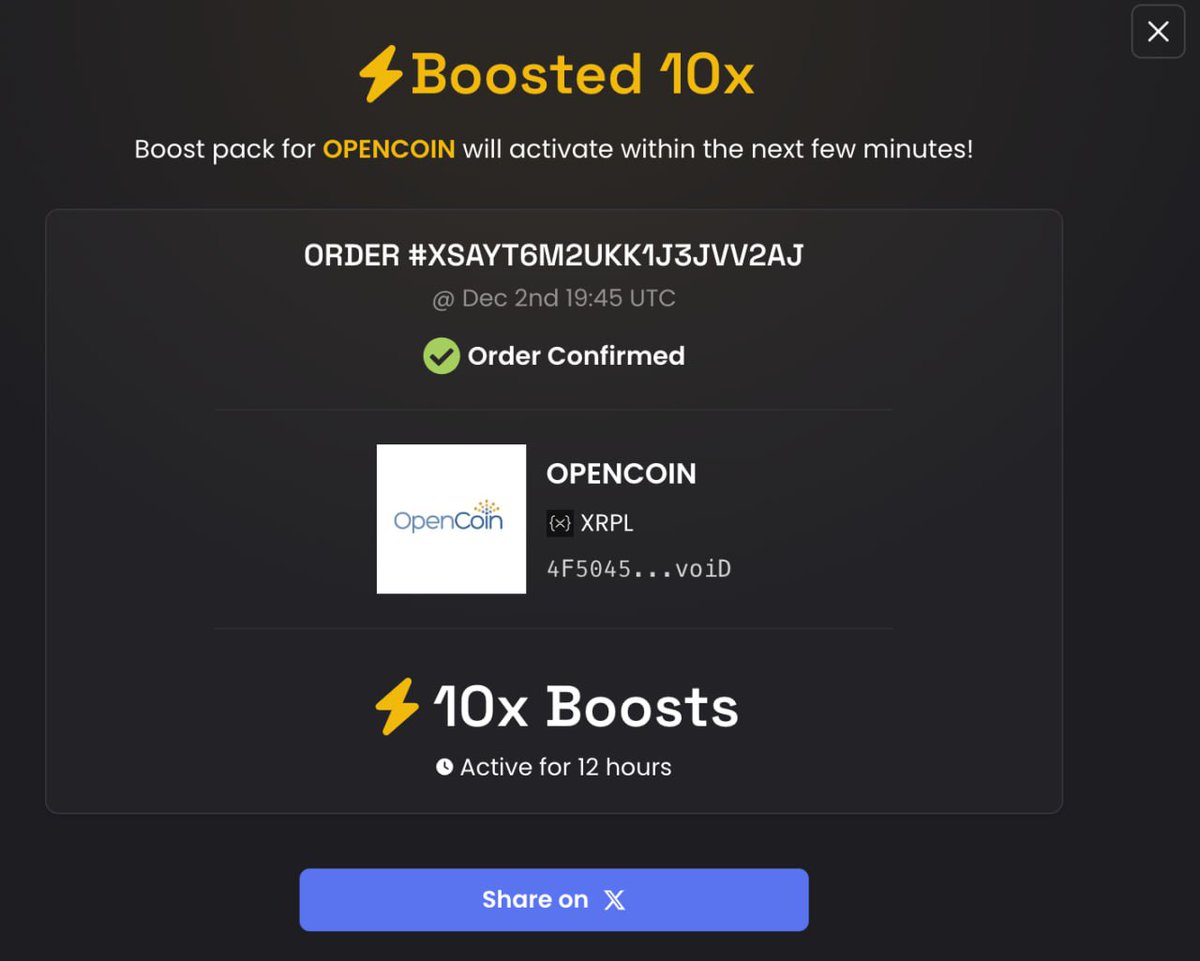 OpenCoinXRP's tweet image. 10x more bought again! 💹

Make sure to hit up the rocket button 🚀
Trending organically would be even cooler.

Also anyone that feels hitting the boost button and get a 10x for 99$ would be a chad, if you do it make sure to dm me as we'll make sure to reward you.