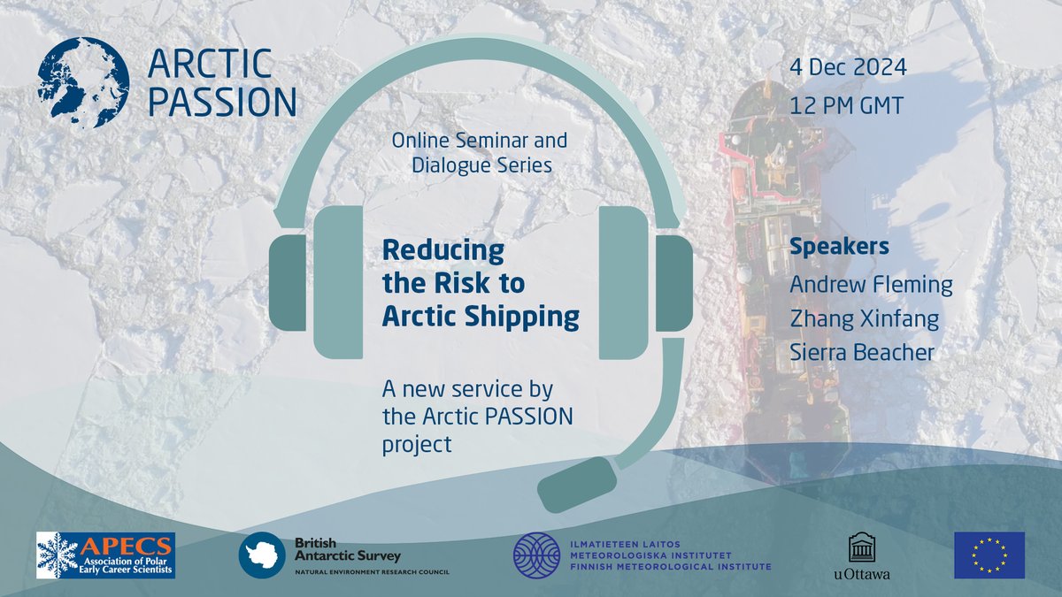 📢 Don’t miss the Arctic PASSION Online Seminar &amp; Dialogue “Reducing the Risk to Arctic Shipping - An Introduction to POLARIS”, on 4 December 12 PM GMT.

✍️ Register here for the seminar: eu01web.zoom.us/meeting/regist…

👉 Learn more about Arctic PASSION here: arcticpassion.eu/blog/POLARIS