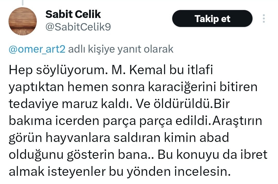 Bir İtperest, Atatürk'ün ölümünü itlere bağladı.