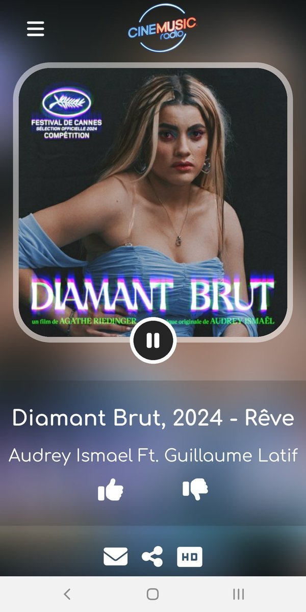 Cinemusic_Radio's tweet photo. J'écoute Audrey Ismael Ft. Guillaume Latif - Diamant Brut, 2024 - Rêve sur CINEMUSIC Radio !
https://t.co/39vZDmdYsM https://t.co/BnOA3v50kg