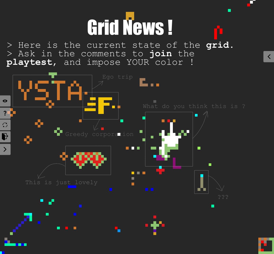 Hi,
I figured I could start a weekly Grid News post to showcase what  the playtesters have been up to !

#gamedev #indiegame #platformer #unity #pixelart #videogames #multiplayer #speedrun