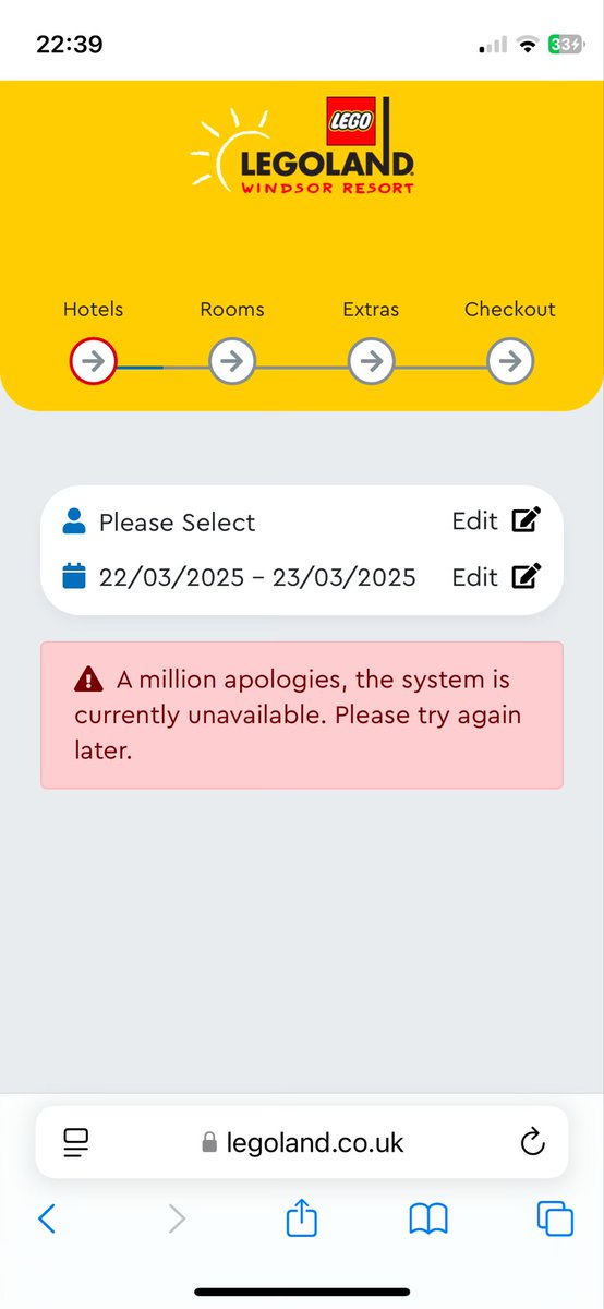 steball1's tweet photo. @LEGOLANDWindsor I’m trying to book for dates in March but getting an error message? I’m going to miss out on the Black Friday deal now? https://t.co/8i3BuqPb3N