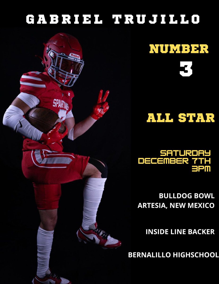 Gabriel Trujillo (@gabettrujillo) on Twitter photo Blessed to be playing in the Red vs Green All star game this weekend!
<a href="/PrepRedzoneNM/">Prep Redzone New Mexico</a> <a href="/j2cobos/">John Cobos</a> <a href="/jarmaine94/">Coach Mac</a> <a href="/theblakemiller7/">Coach Miller</a> Blessed to be playing in the Red vs Green All star game this weekend!
<a href="/PrepRedzoneNM/">Prep Redzone New Mexico</a> <a href="/j2cobos/">John Cobos</a> <a href="/jarmaine94/">Coach Mac</a> <a href="/theblakemiller7/">Coach Miller</a>
