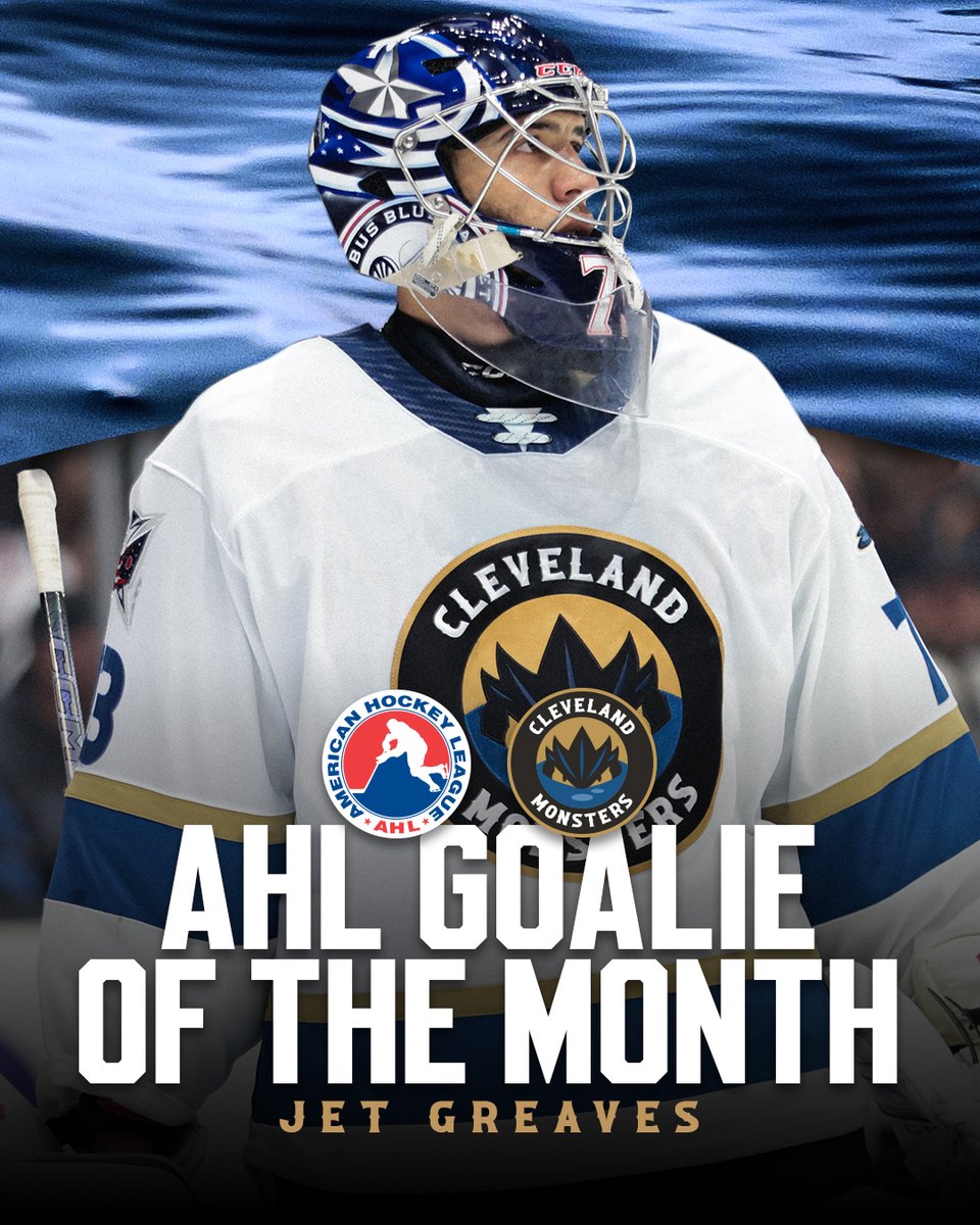 monstershockey's tweet photo. We are proud to announce that @TheAHL has named Denton Mateychuk Rookie of the Month and Jet Greaves Goaltender of the Month for November 👏

Denton and Jet helped Cleveland to a 12-1-0-0 record in November making it the best month in club history!

📰: https://t.co/sfVARm5S5c https://t.co/LElq3tpZHA