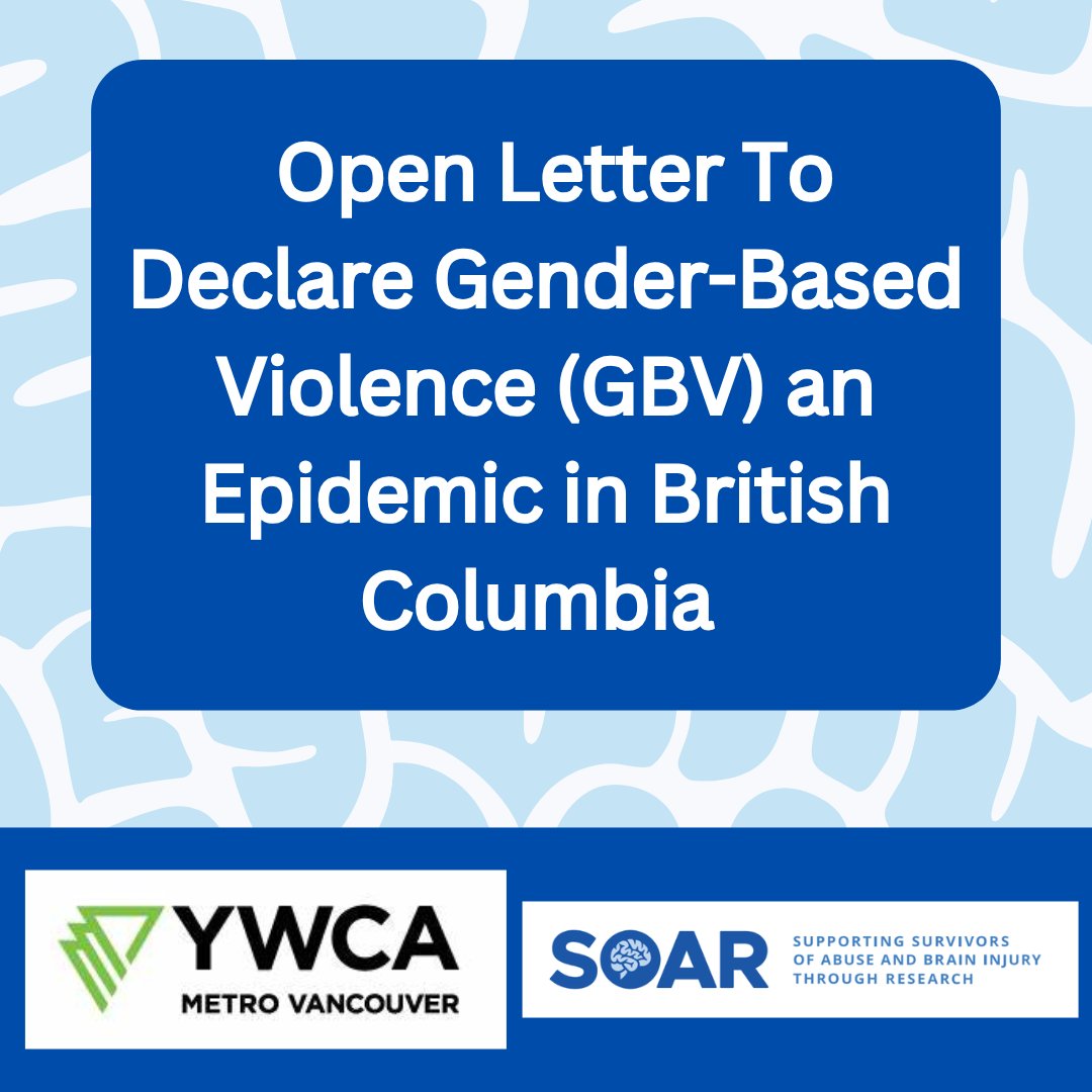 SOAR Canada (@canadasoar) on Twitter photo SOAR is part of a province-wide coalition and campaign led by <a href="/YWCAVAN/">YWCA Metro Vancouver</a> advocating for Gender Based Violence (#GBV) to be declared an epidemic.
To learn more and add your voice to the open letter to @dave_eby, visit the link: ywcavan.org/gender-based-v… @bcgovnews SOAR is part of a province-wide coalition and campaign led by <a href="/YWCAVAN/">YWCA Metro Vancouver</a> advocating for Gender Based Violence (#GBV) to be declared an epidemic.
To learn more and add your voice to the open letter to @dave_eby, visit the link: ywcavan.org/gender-based-v… @bcgovnews