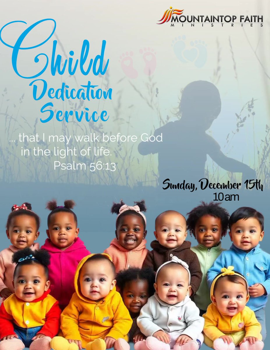 ✨Child Dedication Service✨
Registration is open If you would like to have your child blessed this year at our mass baby dedication on December 15th! 
Registration is required.

Visit mfmnv.org to register your child

For questions please contact info@mfmnv.org