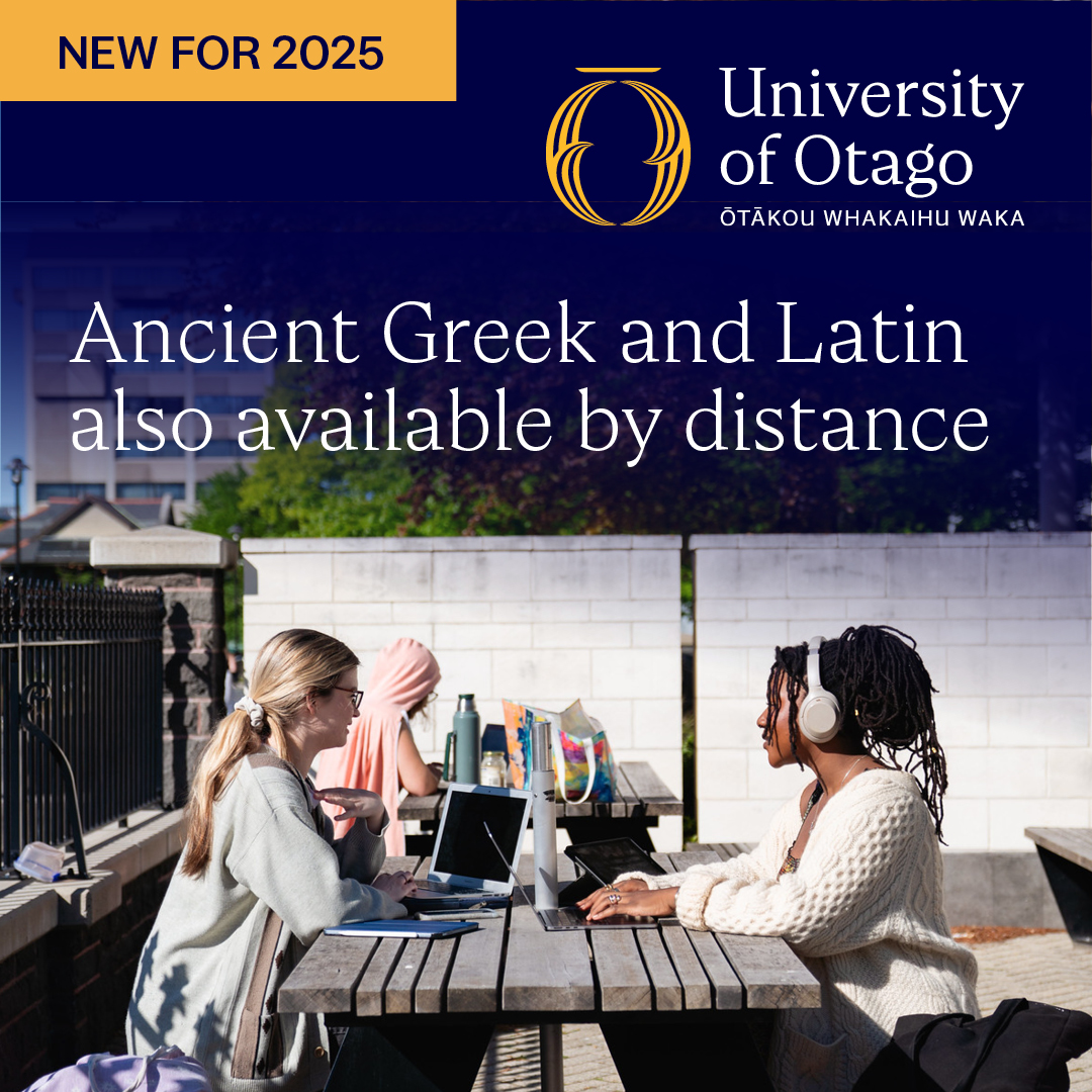 OtagoClassics's tweet photo. Classics at Otago is now offering Ancient Greek and Latin by distance. These classes are open to anyone interested in studying the languages by distance. For further information or details about how to enrol as a non-Otago student, visit: https://t.co/oYZHCzoSI9 https://t.co/OAhWhfMcqy