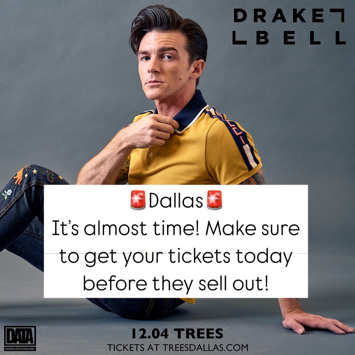 sea_em21's tweet photo. Dallas, it’s almost that time for your Drake Bell show @treesdallas! Make sure to purchase your tickets before they sell out. 

Get tickets 🎟️
 https://t.co/YHjMbrmCEd

#drakebell #dallas #dallastexas #dallasconcerts #dallasconcert #treesdallas https://t.co/X7JvKEmwRa