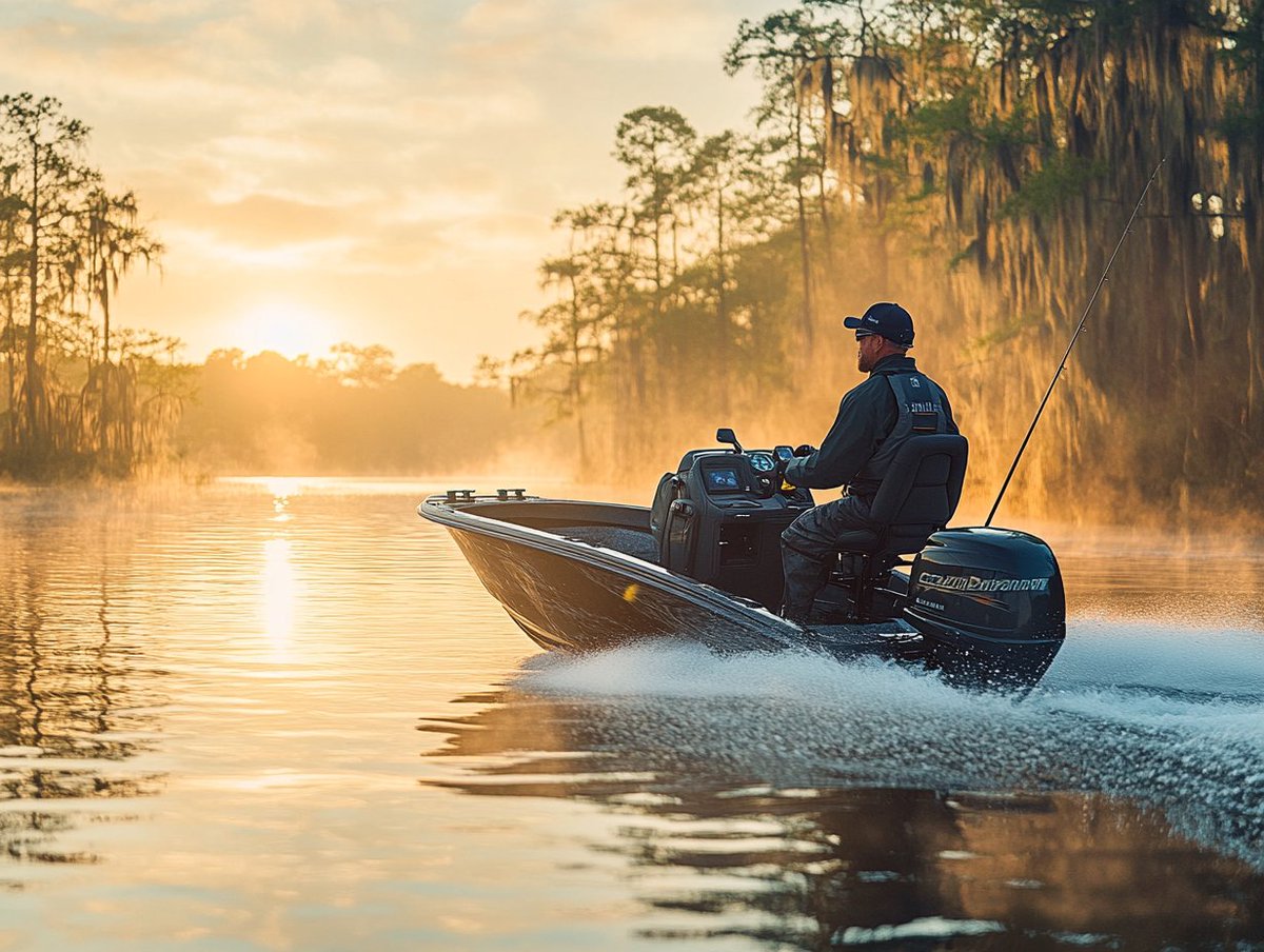 Stephenwycoff's tweet photo. First light + misty waters + bass boat = pure serenity 🌅
This is what dreams are made of! #BassFishing #BoatLife https://t.co/ejG9qBtbBO