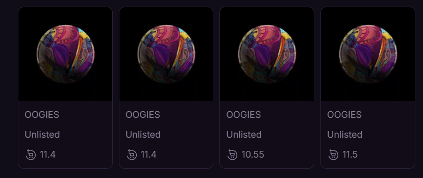 FomoInFrey's tweet image. WOW being a holder of @CryptTCG is so crazy 😍

I missed my @OOGIES_ free mints because of an emergency and the team just sent me two NFTs❤️

I swept another two so I have 4! looking forward to the reveal 👀

thanks a lot @TheDonDiablo777 @LuciferCrypt you do amazing work 🔥