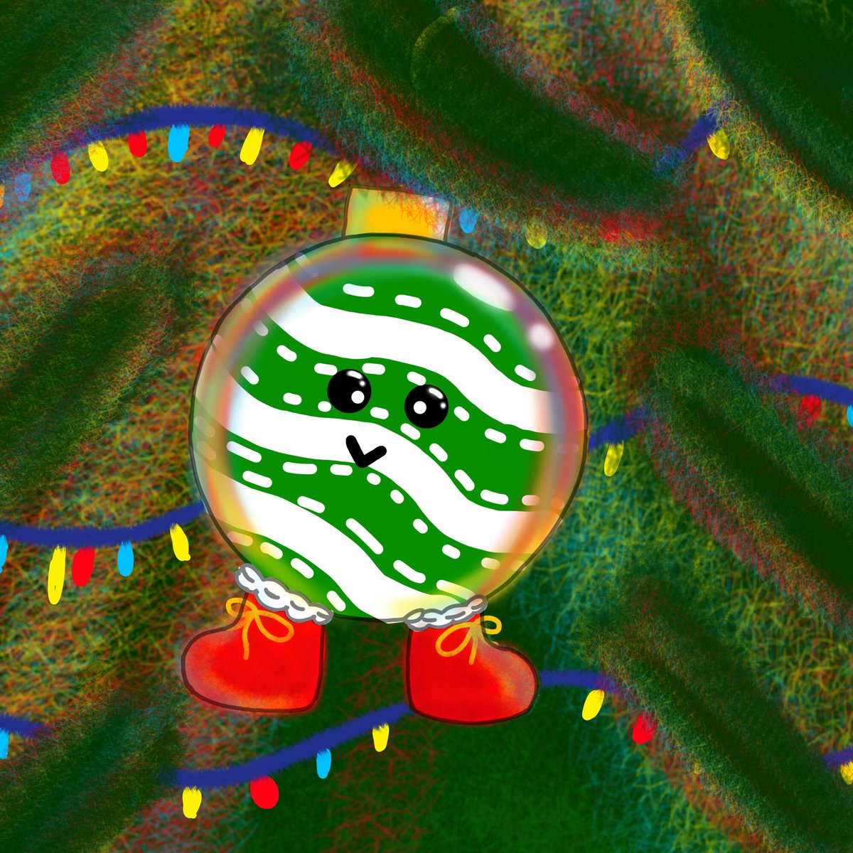 I forgot to put this here but here’s my attempt at a Christmasssy oddish thing (it’s a Christmas bauble and it will steal your cookies)