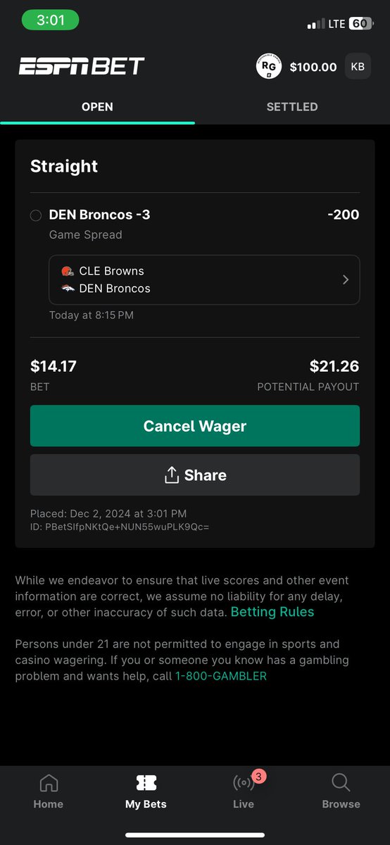 Kyle72baker's tweet photo. Let’s go Denver! @pennplay @ESPNBET #ESPNBETMF https://t.co/CCUklISJEP