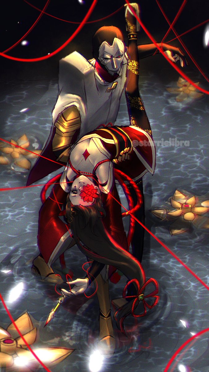 StarrieLibra's tweet photo. “Tell me that you love me. Love me till my lips turn blue.” 🔪🪷❤️‍🩹🎎

#Jhin #KhadaJhin #Nemu #JhiNemu https://t.co/TGTgibCcIG