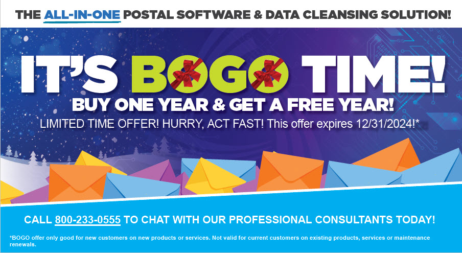 Check out our December BOGO Special! This only happens once a year! accuzip.com