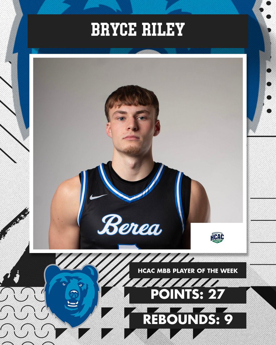 Bryce Riley claims the HCAC Men’s Basketball Player of the Week🔥🏀

#OneBlood | #ClimbTheMountain