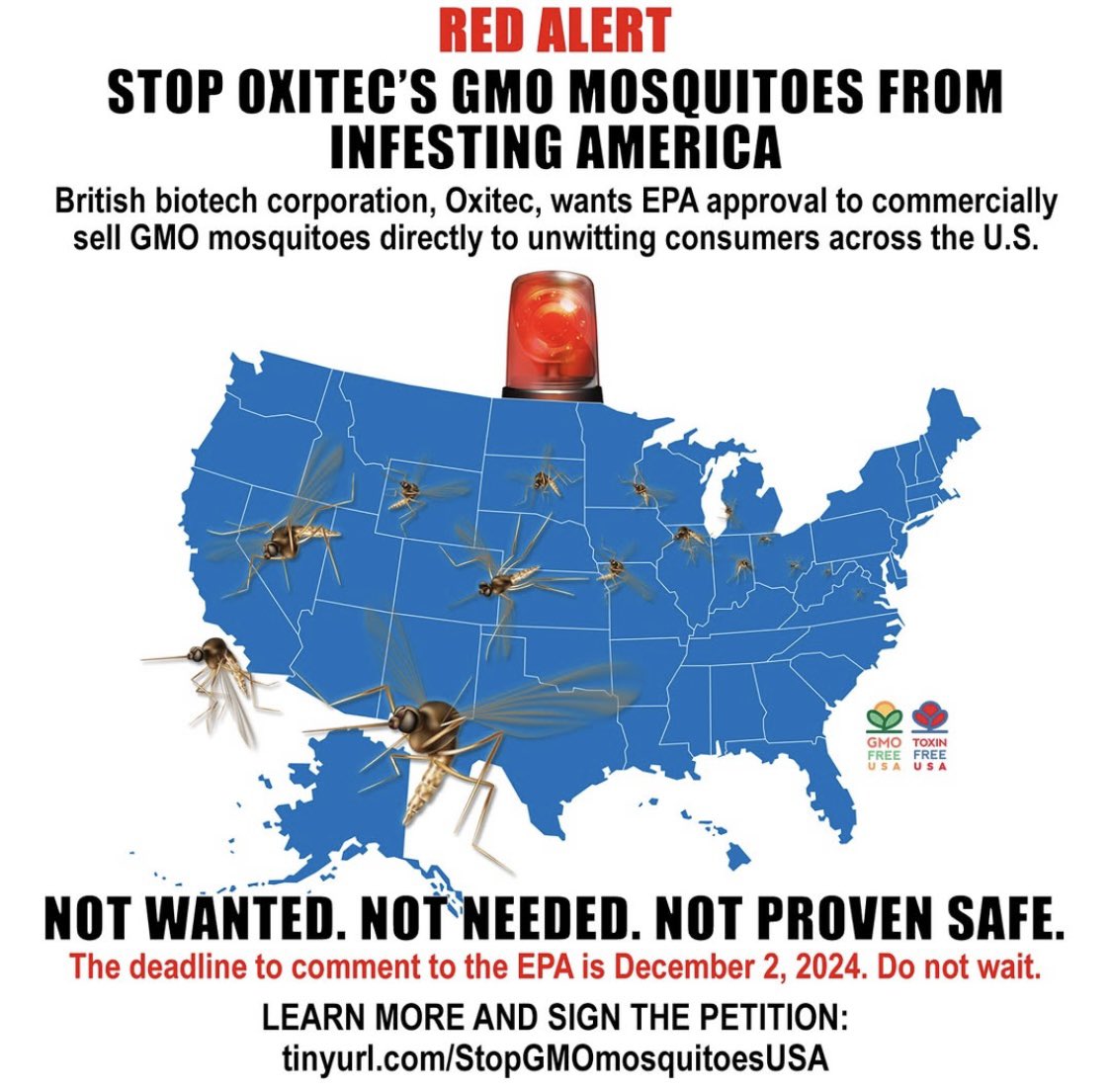 Mgon's tweet photo. 🚨 STOP OXITEC'S GMO #MOSQUITOES FROM
INFESTING AMERICA!

“British #biotech corporation, #Oxitec, wants #EPA approval to commercially sell #GMO mosquitoes directly to unwitting consumers across the U.S.” #GmoMosquitoes

Sign the petition: 
https://t.co/s4y5qh6qUA https://t.co/y1B3H1qAFu