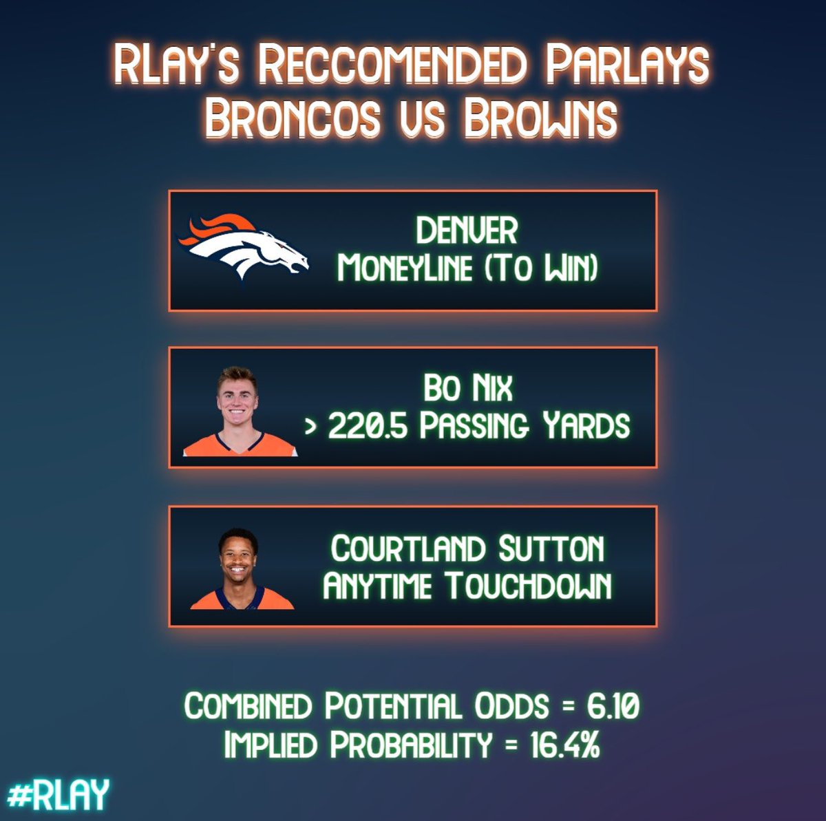RLayPicks's tweet photo. R-lay Tigre here with a parlay to make your Monday a lil better. Personally I am going to lock this parlay in and go to a university that I never attended to hit on freshies in the library. Anyways. 

#MondayNightFootball #NFL #betting #betresponsibly https://t.co/hNFpMVHXOa