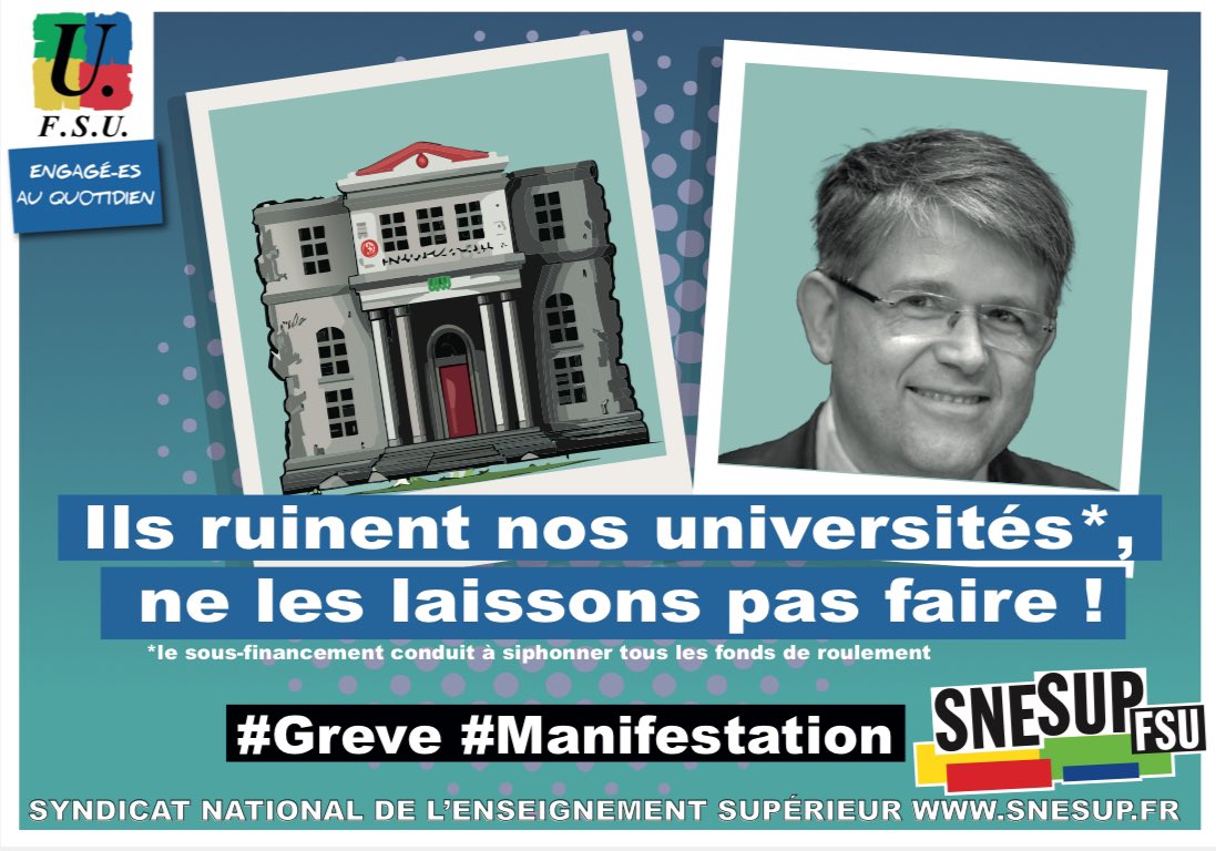 Ils ruinent nos universités 🏛️. Ne les laissons pas faire! 📣Toutes et tous en grève et dans les manifestations ✊jeudi 5 décembre et mardi 10 décembre à l’occasion du vote de la répartition du budget au CNESER #greve5decembre #EnseignementSup #Recherche #ESR