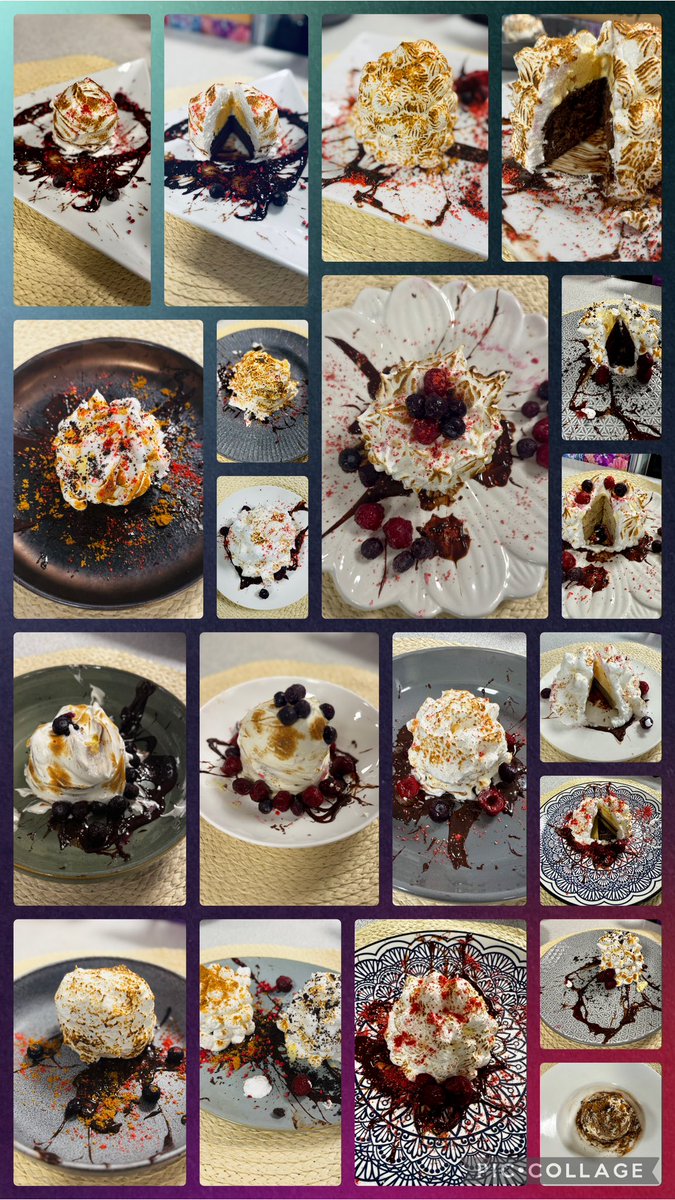 F00dieClassroom's tweet photo. Mini Baked Alaska … Year 10 impressed themselves with this practical … tonnes of skills and artistic presentation … Pollock or Food art? 🎨🍦🍫🍽️ #foodpresentation #nottinghamfood #foodstyling #jacksonpollock #foodart #minibakedalaska https://t.co/8mSzA1wvYs