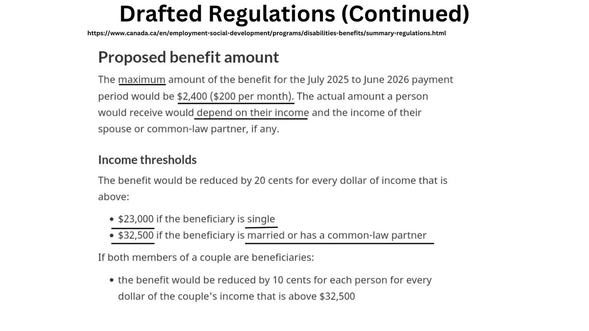 Sarah_Colero's tweet image. Drafted Regulations (Continued)

More details about the failure that is the drafted Canada Disability Benefit regulations, made possible by Budget 2024&apos;s intentionally inadequate funding.

canada.ca/en/employment-…