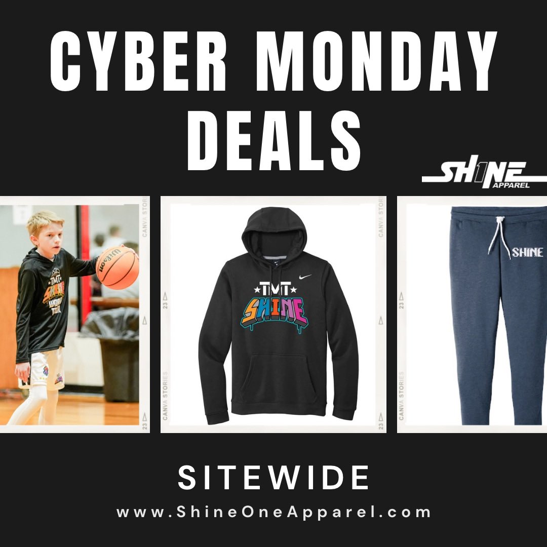 ShineOneApparel's tweet photo. Take advantage of these SHINE merch deals! ⭐️

All 2024 items: 25% off
All t-shirts: 30% off
Throwback items: 50% off

Discounts applied once items are in cart.

https://t.co/TcURAMN7Pj

#HappyHolidays #CyberMonday #SHINE https://t.co/Zk9kMNZZiv